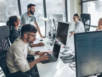 Colleagues working in an office